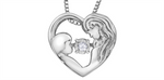 Load image into Gallery viewer, Sterling Silver Diamond Mom's Heart Dancing Stone Pendant Necklace