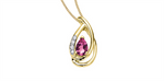 Load image into Gallery viewer, 10K Yellow Gold Pear Polished Pink Tourmaline Diamonds Pendant Necklac