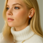 Load image into Gallery viewer, White Sterling Silver Cubic Zirconiums Round Polished Bezel Stud Earri