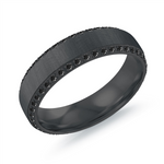 Load image into Gallery viewer, Satin Black Stainless Steel Bevel Band with Cubic Zirconium
Width: 6m