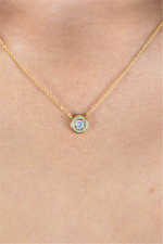 Load image into Gallery viewer, Yellow Sterling Silver Halo Polished Pendant Necklace
PENDANT
Ston