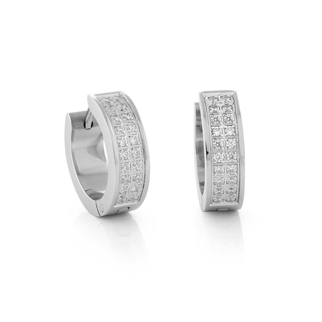 Stainless Steel Round Cubic Zirconiums Huggie Earrings
Dimensions: 16mm x 5.2mm