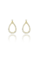 Load image into Gallery viewer, Yellow Sterling Silver Cubic Zirconium Pear Polished Stud Earrings
Ea