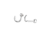 Load image into Gallery viewer, 14K White Gold Corkscrew Nose Ring with Cubic Zirconia
Collection: Sparkles