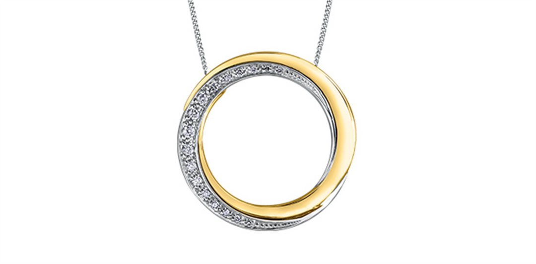 10K White & Yellow Gold Diamonds Swirl Polished Pendant Necklace
PE