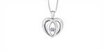 Load image into Gallery viewer, Sterling Silver Diamond Heart Polished Dancing Stone Pendant Necklace