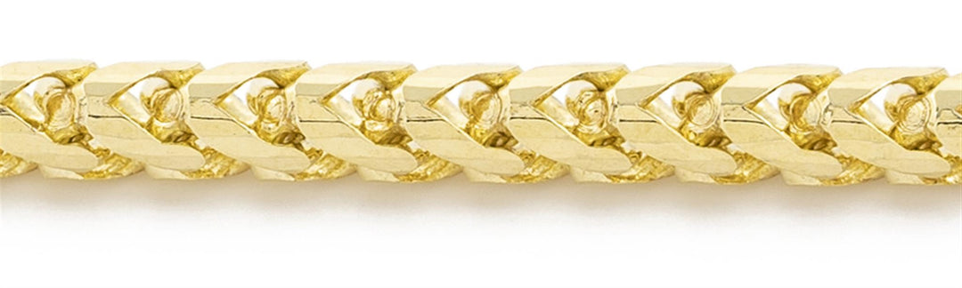 10K Yellow Gold Solid Franco Chain
Length: 22"
Width: 2mm