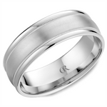 Load image into Gallery viewer, Men's White Gold Domed with Milgrain Band with Sandpaper Finish
Top