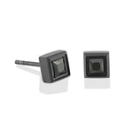 Load image into Gallery viewer, Black Stainless Steel Princess Cut Polished Cubic Zirconiums Stud Earrings
Dimensions: 5.5mm x 5.5mm
