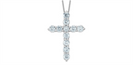 Load image into Gallery viewer, 10K White Gold Lab Diamonds Cross Polished Religious Pendant Necklace