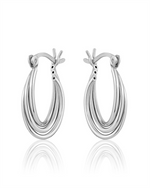 Load image into Gallery viewer, Sterling Silver White Oval Triple Small Hoop Earrings
Full Earring Le