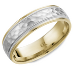 Load image into Gallery viewer, Men's White & Yellow Gold Domed with Milgrain Band with Hammered Finis