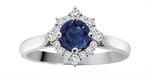 Load image into Gallery viewer, 14K White Gold Halo Sapphire and Diamonds Ring
Primary Stone: Round-C