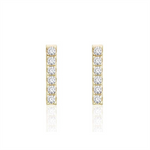 Load image into Gallery viewer, Yellow Sterling Silver Cubic Zirconium Bar Polished Stud Earrings
Ear