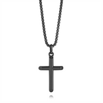 Load image into Gallery viewer, Matte' Black Stainless Steel Cross Religious Pendant Necklace
PE