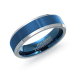 Load image into Gallery viewer, Blue Tungsten Matte' Bevel Band Band 
Width: 6mm