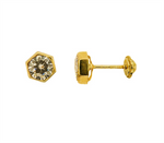 Load image into Gallery viewer, Kid's 10K Yellow Gold Hexagon CZ Stud Earrings
Dimensions: 3.5mm x