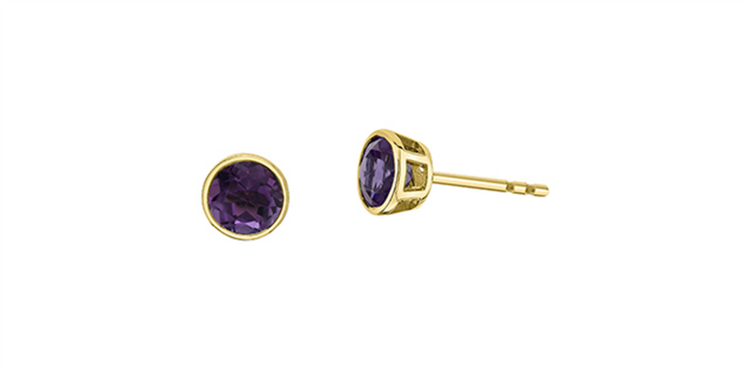 10K Yellow Gold Round Amethyst Stud Earrings
Primary Stone: Round Ame