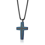 Load image into Gallery viewer, Matte' Blue Stainless Steel Cross Necklace