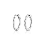 Load image into Gallery viewer, White Sterling Silver Cubic Zirconium Polished Small Hoop Earrings
Ea