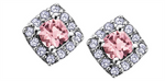 Load image into Gallery viewer, 10K White Gold Halo Pink Tourmalines Diamonds Stud Earrings
Primary S