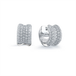 Load image into Gallery viewer, White Sterling Silver Cubic Zirconium Polished Huggie Earrings
Earrin