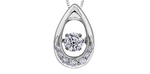 Load image into Gallery viewer, 10K White Gold Diamond Pear Polished Dancing Stone Pendant Necklace