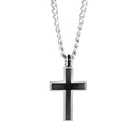 Load image into Gallery viewer, Matte' Black Stainless Steel Cross Necklace