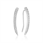 Load image into Gallery viewer, White Sterling Silver Cubic Zirconium Polished Climber Earrings
Earri