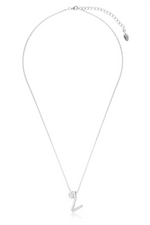 Load image into Gallery viewer, White Sterling Silver Initial "V" Polished Pendant Necklace
PENDANT