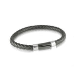 Load image into Gallery viewer, Black Leather Stainless Steel 
Length: 8.25"