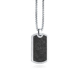 Load image into Gallery viewer, Polished Stainless Steel with Carbon Fibre Dog Tag Necklace
