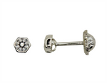 Load image into Gallery viewer, Kid's 10K White Gold Hexagon CZ Stud Earrings
Dimensions: 3.5mm x 3