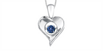 Load image into Gallery viewer, Sterling Silver Gold Heart Sapphire Dancing Stone Pendant Necklace