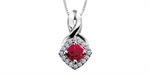 Load image into Gallery viewer, 10K White Gold Halo Polished Garnet Diamonds Pendant Necklace
PENDA