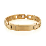 Load image into Gallery viewer, Gold Stainless Steel Fancy Link Bracelet with Cubic Zirconiums 
Length: 8" + 0.5"