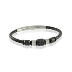 Load image into Gallery viewer, Black Leather Stainless Steel Bar
Length: 8.25"