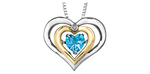 Load image into Gallery viewer, Silver + Gold Gold Heart Blue Topaz Diamond Dancing Stone Pendant Necklace