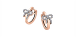 Load image into Gallery viewer, 10K Rose Gold Bow Diamonds Huggie Earrings
Total Diamonds: 0.11cttw I