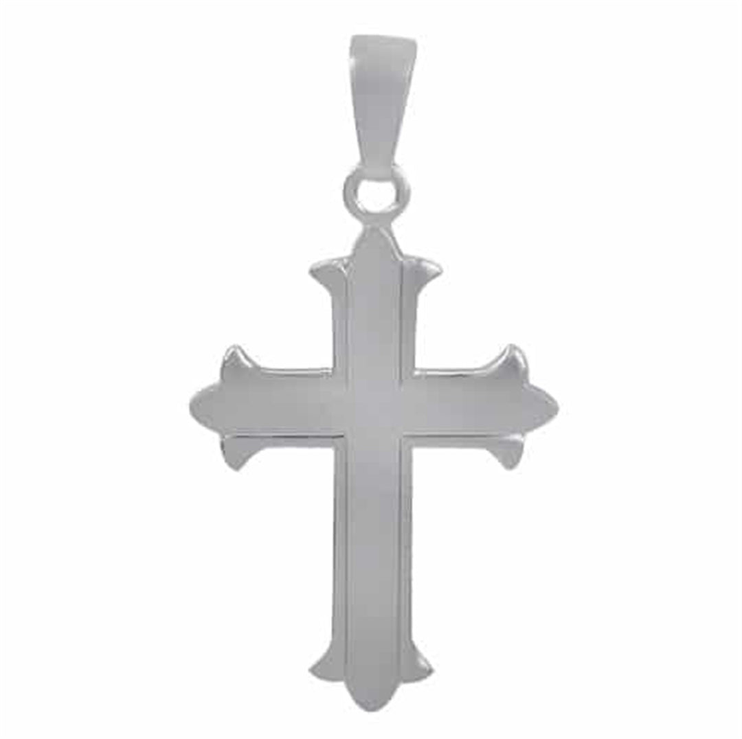Sterling Silver White Satin Cross Religious Pendant 
Length: 48.5mm