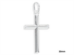 Load image into Gallery viewer, Sterling Silver White Polished Cross Pendant 
Length: 30mm