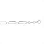 Load image into Gallery viewer, White Sterling Silver Paperclip Bracelet
Top Width: 5.2mm
Length: 7