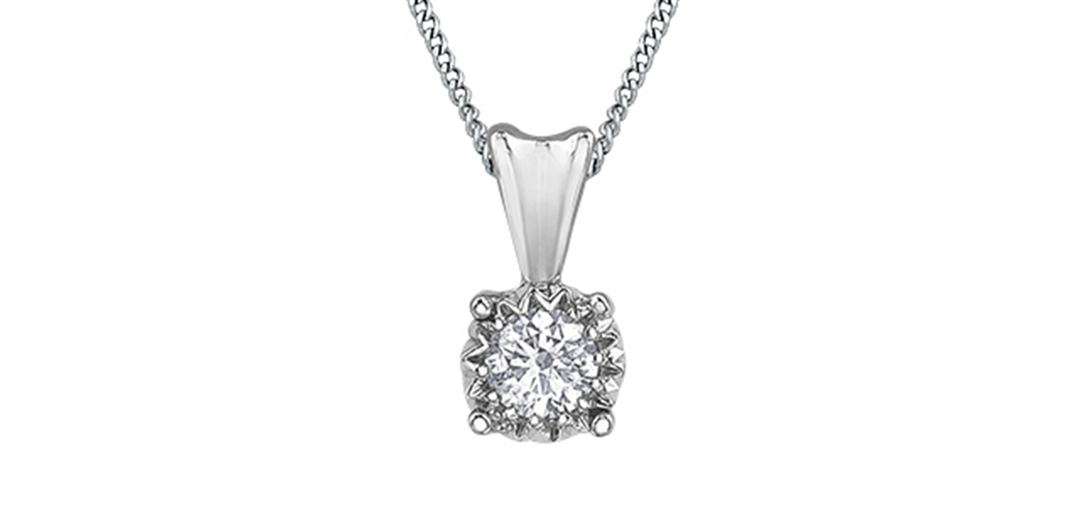 10K White Gold Diamond Pendant Necklace