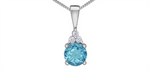 Load image into Gallery viewer, 10K White Gold Blue Topaz Diamonds Pendant Necklace