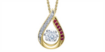 Load image into Gallery viewer, 10K Yellow Gold Teardrop Polished Diamond Rubies Dancing Stone Pendant
