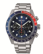 Load image into Gallery viewer, SLIGHTLY SCUFFED SEIKO Men's Stainless Steel Solar Chronograph Watch with Blue Dial