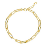 Load image into Gallery viewer, Yellow Gold Vermeil Sterling Silver Paperclip Bracelet
Top Width: 4.