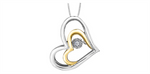 Load image into Gallery viewer, Silver + 10K Yellow Gold Diamond Heart Polished Dancing Stone Pendant