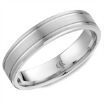 Load image into Gallery viewer, Men's White Gold Flat Band with Satin Finish
Top Width: 5 mm
Ring S