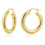 Load image into Gallery viewer, Yellow Sterling Silver Tube Polished Medium Hoop Earrings
Earring Len
